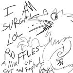  cat dinosaur feline humour lol monochrome raptor roffles scalie sergal solo spinny_arms what 