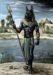  ankh ankh_staff anubian_jackal anubis canine deity egyptian jackal loincloth male nile pyramid reeds river rog_minotaur scepter solo underwear 