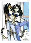  bra cheetah couple feline female jeans panties snow_leopard standing terrie_smith underwear window 