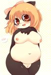  blonde_hair blush bow breasts chest_tuft chubby female fur hair looking_at_viewer mammal mcdonnell-douglas nipples nude overweight panda plump_labia pussy solo standing tuft 