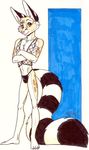  chester crossed_arms fishnet male ringtail solo standing terrie_smith thong 
