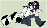  hair holly_massey lemur long_hair male pants purple_hair solo tail tongue topless zeriara_(character) 