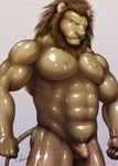  biceps big_muscles bulge feline fur latex latex_suit lion looking_at_viewer male mammal manya muscles nipples nude pecs rubber rubber_suit shiny solo 