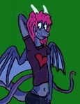  &hearts; blue_eyes blue_skin curio curiosity dragon girly hair male pink_hair sketch skinny solo unknown_artist wings 