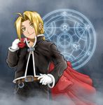  blonde_hair clothed clothing edward_elric fullmetal_alchemist gloves hair human magic_circle male not_furry ribera solo yellow_eyes 
