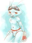 eyewear goggles kemoisumi king_kazuma lagomorph male mammal navel rabbit red_eyes solo summer_wars underwear 