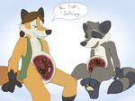  canine dialogue english_text fox hindpaw internal macro micro raccoon rockk size_difference vore 