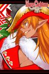  azusa_(hws) bell blonde_hair blue_eyes breasts christmas cleavage elfriede_bernstein eyebrows hat large_breasts long_hair pirate pirate_hat pixiv_fantasia pixiv_fantasia_3 pointy_ears skull solo 