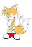  canine chest_tuft ears fox gloves hedgehog male miles_prower multiple_tails orange shoes solo sonic_(series) sonic_the_hedgehog tail tails tounge_out 