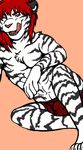  acwtiger anthro body_markings boxers decaf feline fur hair looking_at_viewer male mammal markings pose red_hair solo tiger tongue underwear white_tiger 