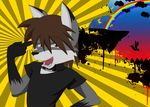  brown_eyes brown_hair canine clouds hair rainbow wolf z0rgy 