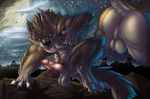  abs amber_eyes animal_genitalia anthro anus bad_dragon balls biceps butt canine canine_penis claws david david_(bad_dragon) erection knot male mammal moon muscles narse night night_sky nude pecs penis precum pubes solo tail were werewolf wolf 