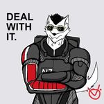  commander_shepard deal_with_it eyewear glasses male mammal mass_effect meme plain_background reaction_image solo unknown_artist white_background wolf 