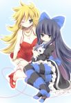  blush breasts cleavage dress goth gothic panty_&amp;_stocking_with_garterbelt panty_(character) panty_(psg) smile stocking_(character) stocking_(psg) wink 