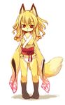  anthro bells canine clothing cub female fox fundoshi japanese_clothing kimono kishibe mammal panties red_eyes solo tail underwear young 