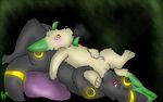  blush eeveelution female leaf_tail leafeon licking male nintendo oral pok&#233;mon pokemon saliva tongue umbreon unknown_artist video_games 