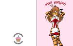  birthday bow card cupcake feline female flora_(twokinds) keidran ribbons stripes tiger tom_fischbach twokinds 