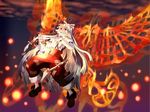  angry bad_id bad_pixiv_id clenched_teeth fire fujiwara_no_mokou long_hair ojiya_(fueru_gohan) shoes silver_hair solo teeth touhou wings 