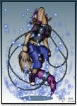  canine chains collaboration collar eyes_closed floating male midriff navel nax purple_hair seel_kaiser skifi solo sparkles 