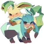  blue_eyes blush brown_eyes eeveelution glaceon leaf_tail leafeon nintendo pok&#233;mon pok&eacute;mon sccm tail video_games 