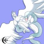  balls blue blush dragon dragonespada lying male muscles on_back open_mouth penis solo spread_legs spreading tassy tentacle_fellatio tentacles white white_body white_feathers wings 