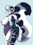  big_breasts breasts chalo ear_piercing feline female las_lindas looking_at_viewer nipples piercing side_boob snow_leopard solo standing tail tila 