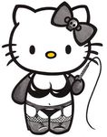  bow bra dominatrix female gloves hair_bow hello_kitty high_heels solo whip 