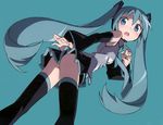  hatsune_miku highres kanzaki_hiro long_hair miniskirt skirt solo thighhighs twintails very_long_hair vocaloid zettai_ryouiki 