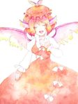  animal_ears closed_eyes dress hand_on_own_chest hat highres komari-chronicle music mystia_lorelei no_nose open_mouth pink_hair short_hair singing solo touhou traditional_media watercolor_(medium) wings 