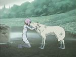  canine caress cheza colored eyes_closed feral forest hug kiba outside pond screencap smile tree water white white_wolf wolf wolf&#039;s_rain 