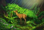  background camo cervine color deer detailed_background doe dragon female feral fern forest fur hidden hooves horn horns male mammal moss nihlidh non-anthro rocks roots scales scalie sefeiren spots spotted_fur sunlight tail tree trees unaware vines wings wood 