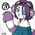  :p blue_eyes collar cute eyewear female girly goggles hair lemur morumotto oekaki purple_hair solo tail tongue tongue_out 