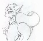  butt canine cokuruscana female fox from_behind golem looking_at_viewer pencil pussy sketch solo 