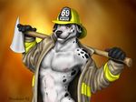  canine dalmatian dog firedog firefighter male solo spot spots stripper wookiee 