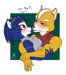  alpha_channel black_berry blush canine couple female fox fox_mccloud heartbeat hug kissing krystal male star_fox video_games 