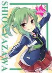  7gear bad_id bad_pixiv_id green_hair hatachi ponytail school_uniform solo yazawa_shion yellow_eyes 