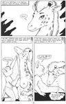  breasts brittany comic feline fellatio female giraffe james_m_hardiman male mammal monochrome nude oral oral_sex penis plain_background sex size_difference tom ups_and_downs white_background 