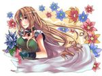  blonde_hair blue_eyes breasts celes_chere cleavage collar earrings final_fantasy final_fantasy_vi flower headband jewelry large_breasts long_hair naridon solo 