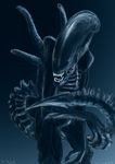  alien_(franchise) blue blue_and_white eyeless mattle monster tail teeth unknown_artist xenomorph 