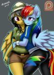  anthro butt clothing daring_do_(mlp) duo equid equine female friendship_is_magic hat hug iloota mammal my_little_pony pith_helmet pterippus purple_eyes rainbow_dash_(mlp) tight_clothing 