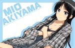  akiyama_mio black_hair blue_eyes bow breasts cleavage crossed_arms dutch_angle fringe_trim k-on! long_hair no10 poncho small_breasts smile solo 