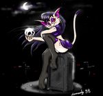  14-bis cat feline female fernando_faria goth graveyard miniskirt moon skull solo stockings to_be_or_not_to_be tombstone 
