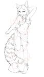  blush cacomistle clothed clothing collaboration cute female kee mammal monochrome plain_background sketch skimpy solo tee white_background 
