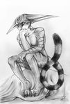 2010 aurinsusi feline female inspired_by_proper_art karmasi long_ears nude pencils pose solo the_thinker thinking 