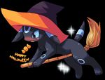  blue_eyes blush broom halloween pok&eacute;mon salt solo sweatdrop umbreon witch 