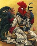  instrument japanese_clothing kacey kokyū male music rooster sitting solo 