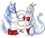  blue canine dragon e621 entry female iko ikorane male mascot mascot_contest red scalie white wolf yellow 