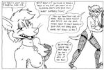  ankh anthro breaking_the_fourth_wall breasts canine comic cyborg dialog dingo dog ear_piercing elizabeth_dingo exhibitionism female greyscale interactive_comic j.w._kennedy looking_at_viewer mammal masturbation monochrome nipples piercing plain_background presenting pussy solo talking_to_viewer technophilia text voyeur white_background 