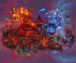  absurd_res ahune blizzard calendar_contest druid entry everyone fan_art feral goblin group hi_res holiday huge mariecannabis midsummer_fire_festival ragnaros warcraft worgen world_of_warcraft 