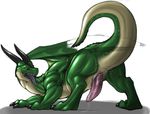 anus dragon erection feral green hindpaw horns kiteless male narse open_mouth penis presenting reptile scalie solo tail teeth tongue wings 
